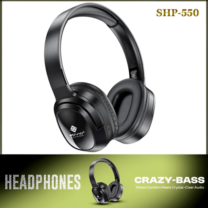 SOVO SHP-550 Crazy Bass Series Wireless Bluetooth 5.3 Headphones – ANC, Foldable Design, HD Sound, Soft Earpads - Image 5