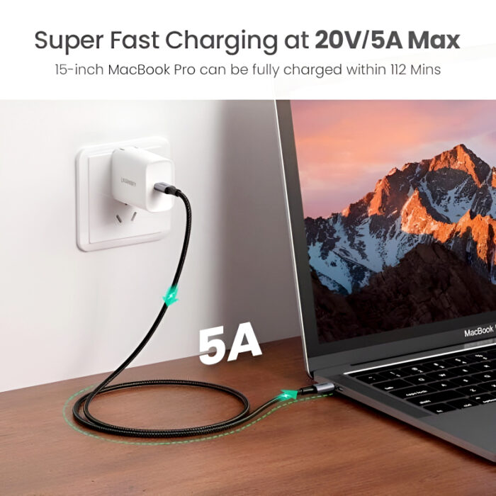 UGREEN US316/25069 USB-C to USB-C 100W 2M Nylon Braided 480Mbps Data Transfer PD Fast Charging Cable - Image 3