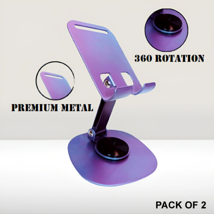 Pack of 2 – K72 Metal Collapsible Telescopic Bracket 360° Rotating Foldable Adjustable Mobile & Tablet Stand - Image 11