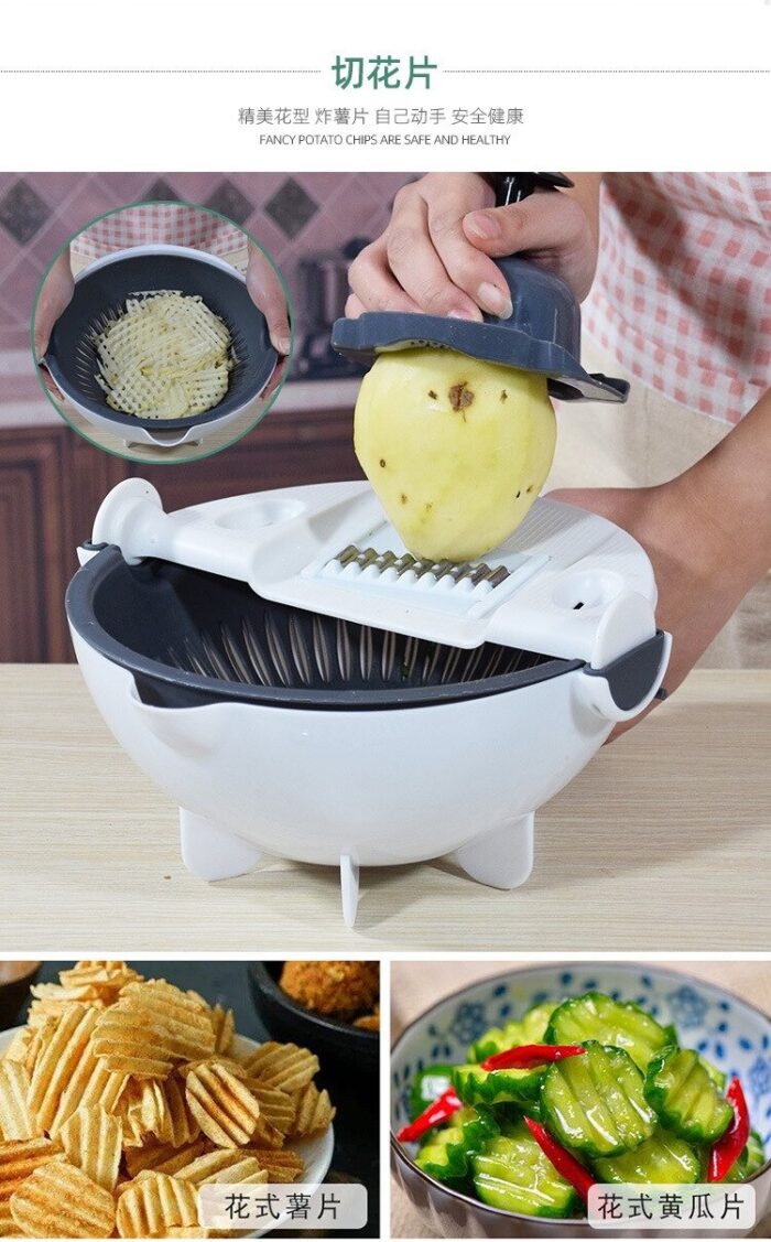 5pcs Multi-Function Vegetable Potato Slicing Shredding Machine Washing Household Grater Draining Basket - Image 6
