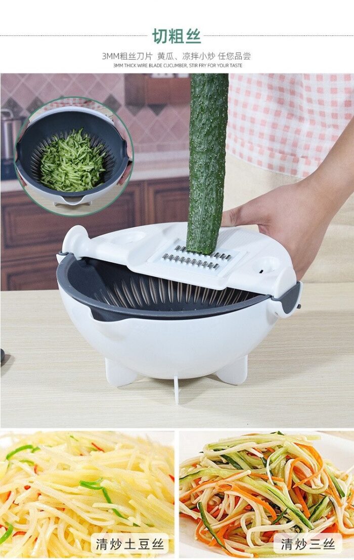 5pcs Multi-Function Vegetable Potato Slicing Shredding Machine Washing Household Grater Draining Basket - Image 7