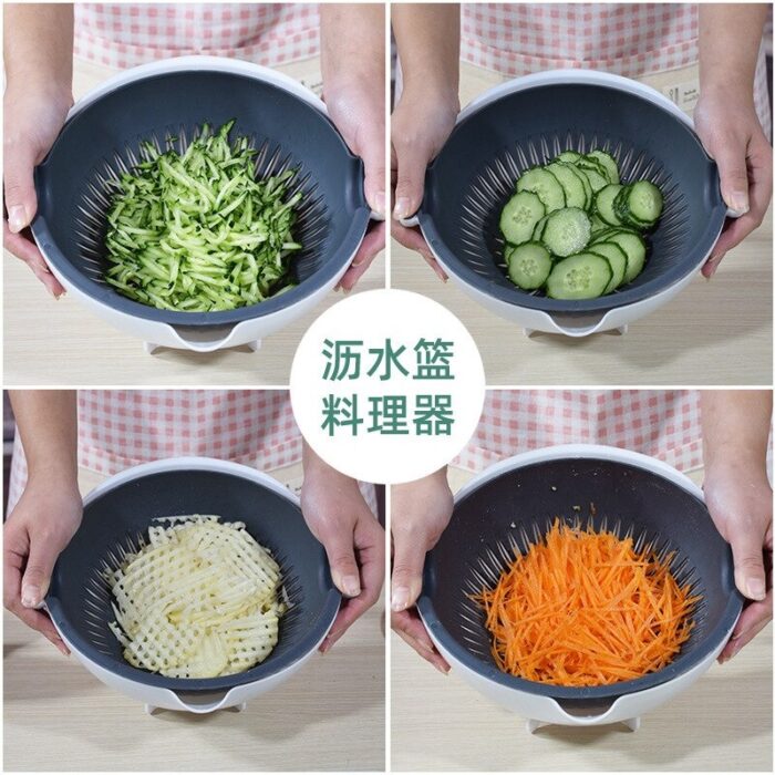 5pcs Multi-Function Vegetable Potato Slicing Shredding Machine Washing Household Grater Draining Basket - Image 11