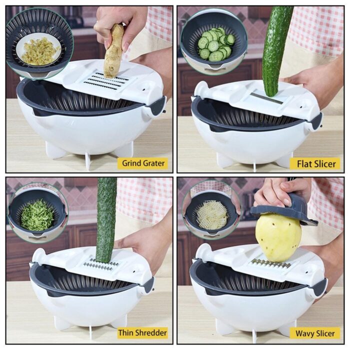 5pcs Multi-Function Vegetable Potato Slicing Shredding Machine Washing Household Grater Draining Basket - Image 4