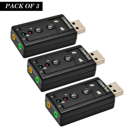 Pack Of 3 Mini External USB Sound Card 7.1 CH 3D Audio Adapter With 3.5mm Headset Jack For PC And Notebook