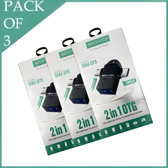 SOVO SOU-375 Pack Of 3 Pcs (2 In 1) OTG Card Reader MICRO + TYPE C - Image 4