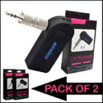 Pack of 2 Bluetooth 5.0 Transmitter Adapters with 3.5mm Audio Jack - Wireless Music Handsfree Car AUX Headphone Receivers