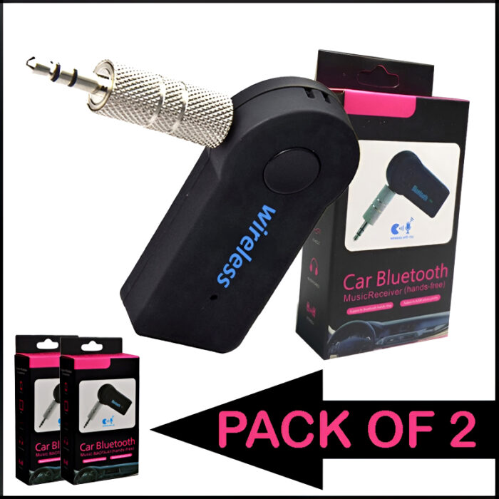 Pack of 2 Bluetooth 5.0 Transmitter Adapters with 3.5mm Audio Jack - Wireless Music Handsfree Car AUX Headphone Receivers - Image 1