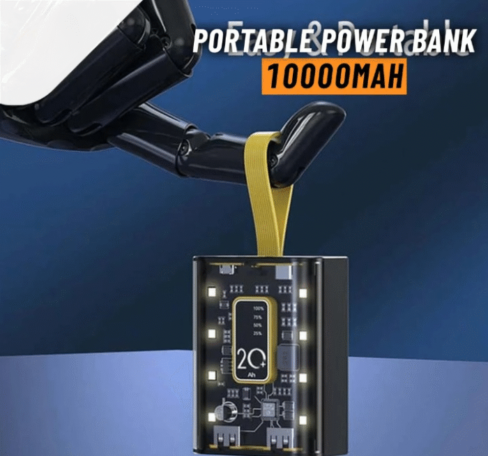 Mini Portable Transparent Power Bank 10,000 mAh (Random color) - Image 1