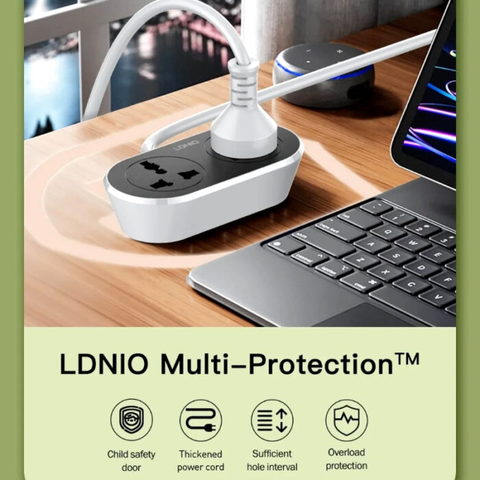 LDNIO SC-2018 10M 2 AC Outlet Universal Extension Power Socket – 2500W Heavy Duty UK Plug - Image 10
