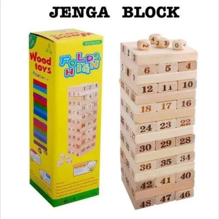 Classic Plain Jenga Wooden Puzzle Blocks Stacking Game 48 Pcs For Toddlers - Image 1
