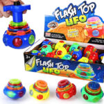 UFO Spinning 12 Pcs Top Spinning Light LED Light Up Spinning Music Flashing Spinner Toy