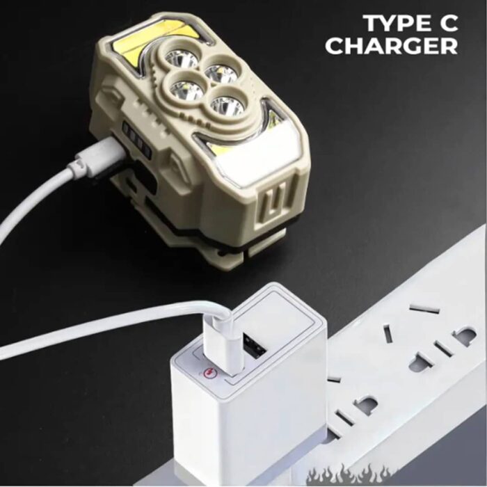 USB Rechargeable LED Miner's Headband Flashlight Lighted with Sensor Camping Work Light HX-815S / G75-040B5 - Image 4